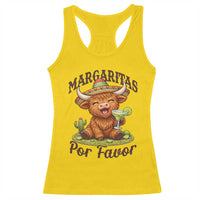 Funny Cinco De Mayo Highland Cow Racerback Tank Top Margaritas Por Favor