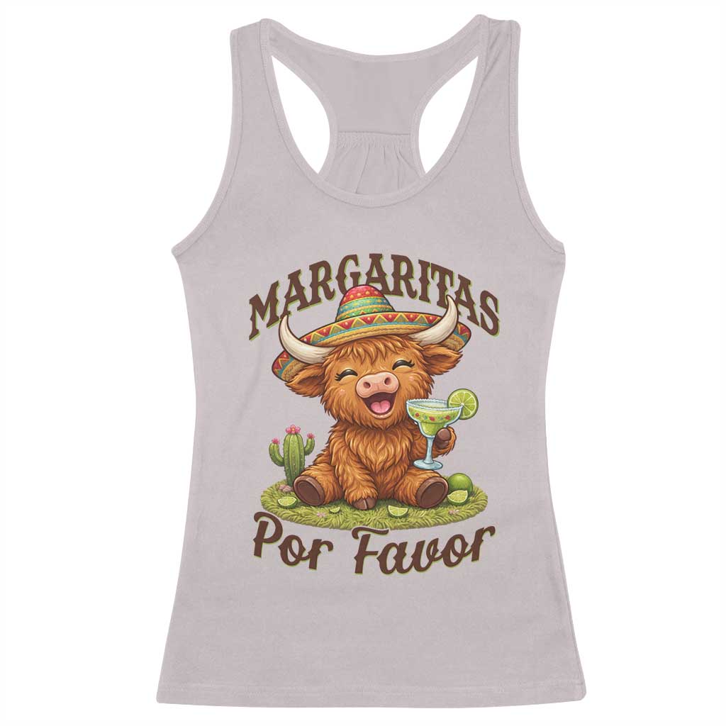 Funny Cinco De Mayo Highland Cow Racerback Tank Top Margaritas Por Favor