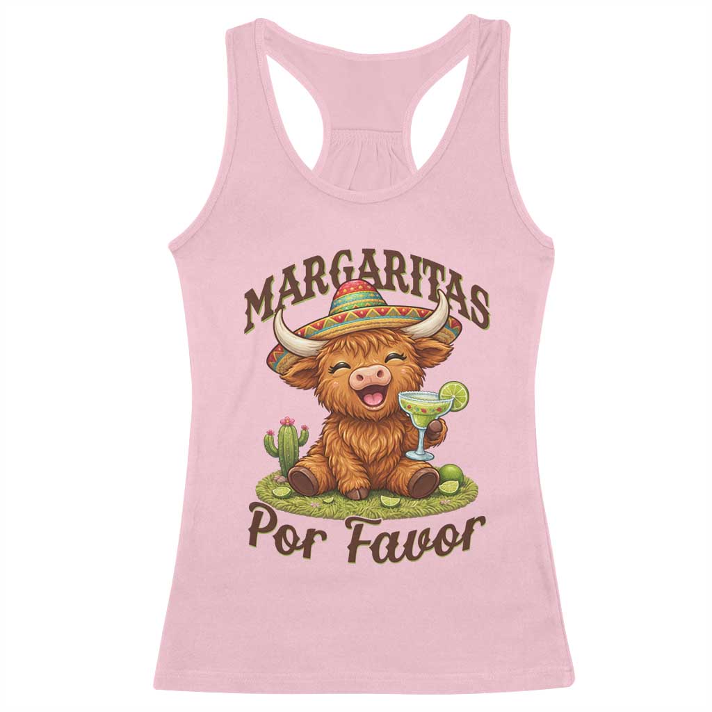 Funny Cinco De Mayo Highland Cow Racerback Tank Top Margaritas Por Favor