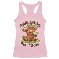 Funny Cinco De Mayo Highland Cow Racerback Tank Top Margaritas Por Favor