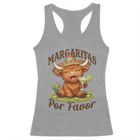 Funny Cinco De Mayo Highland Cow Racerback Tank Top Margaritas Por Favor