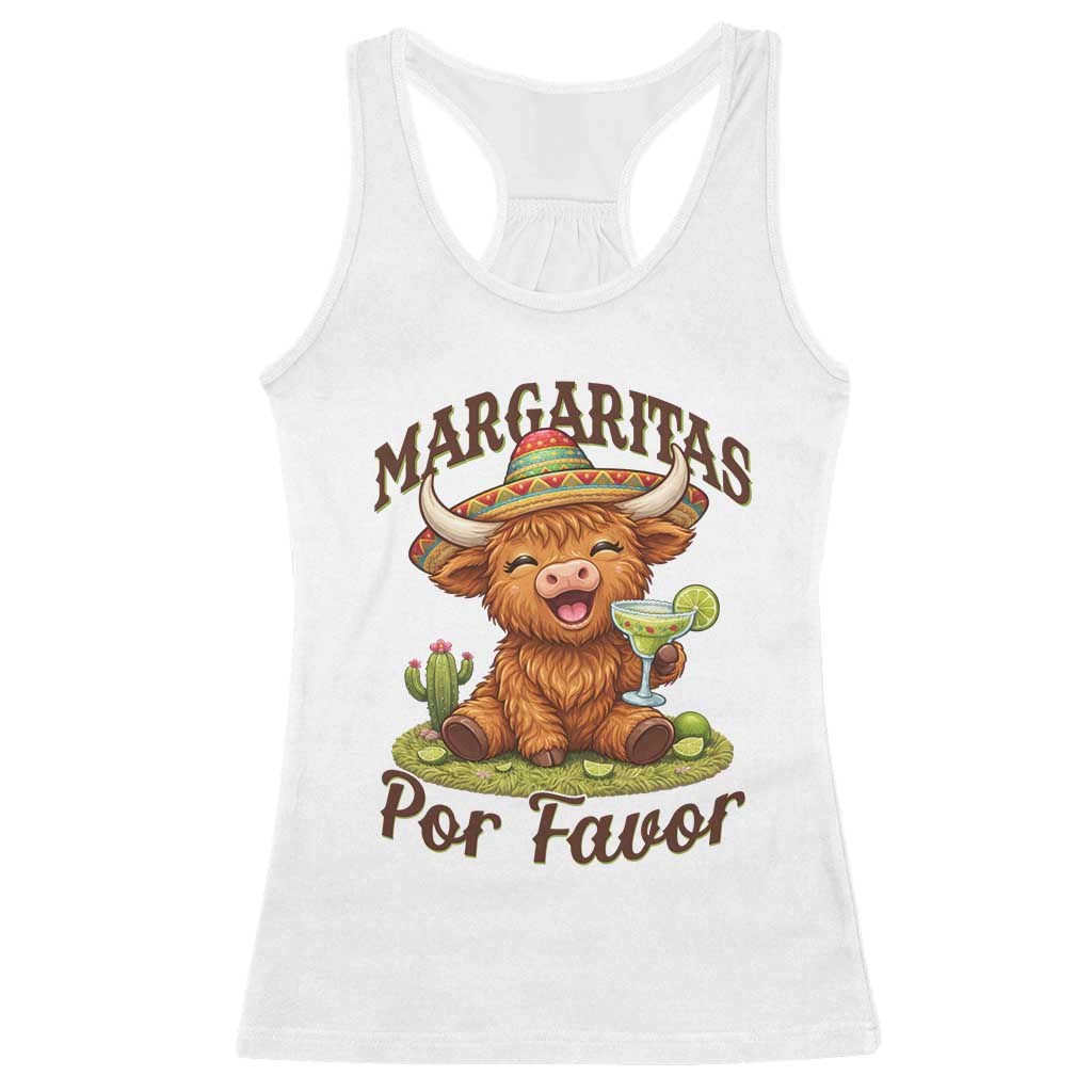Funny Cinco De Mayo Highland Cow Racerback Tank Top Margaritas Por Favor