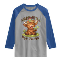 Funny Cinco De Mayo Highland Cow Raglan Shirt Margaritas Por Favor