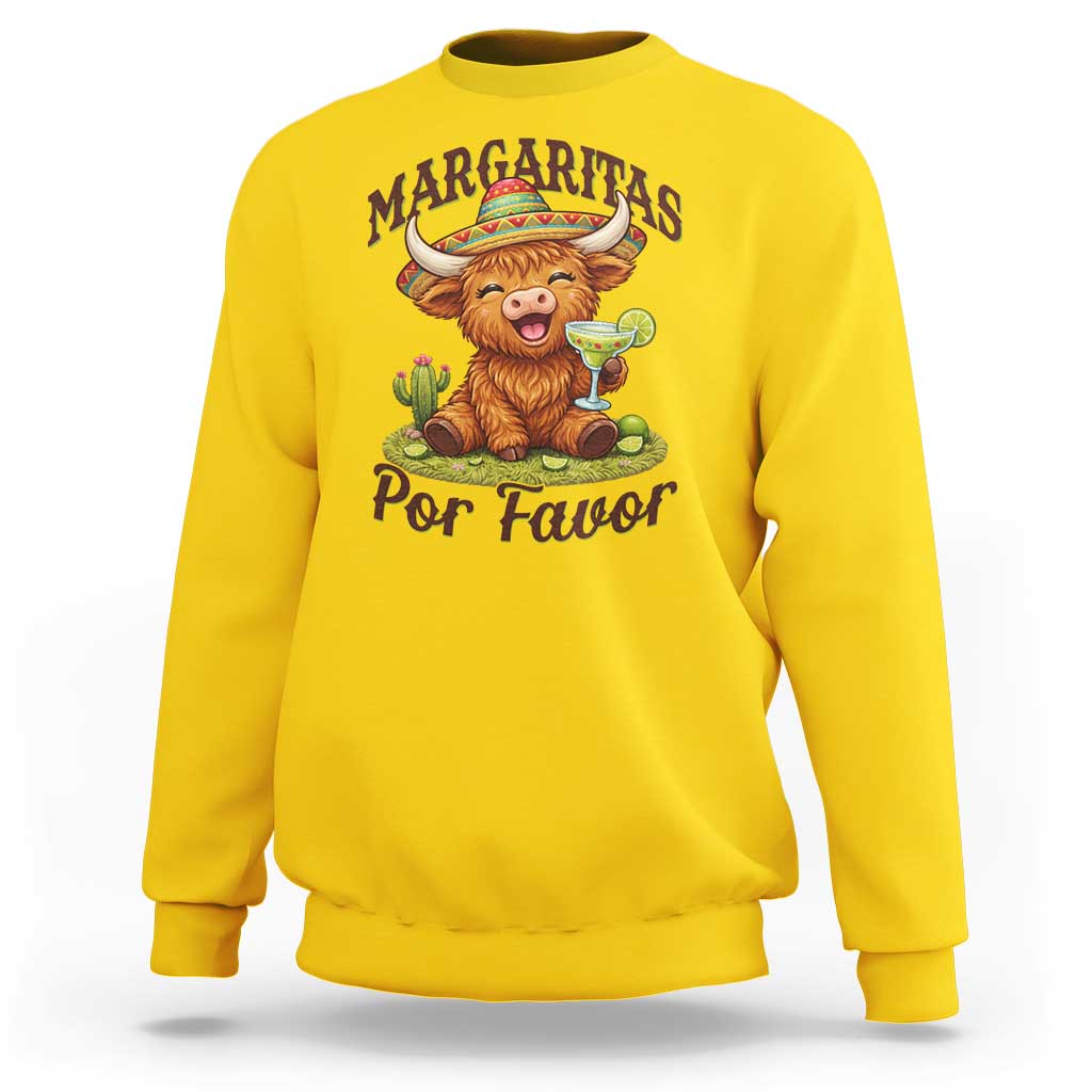 Funny Cinco De Mayo Highland Cow Sweatshirt Margaritas Por Favor