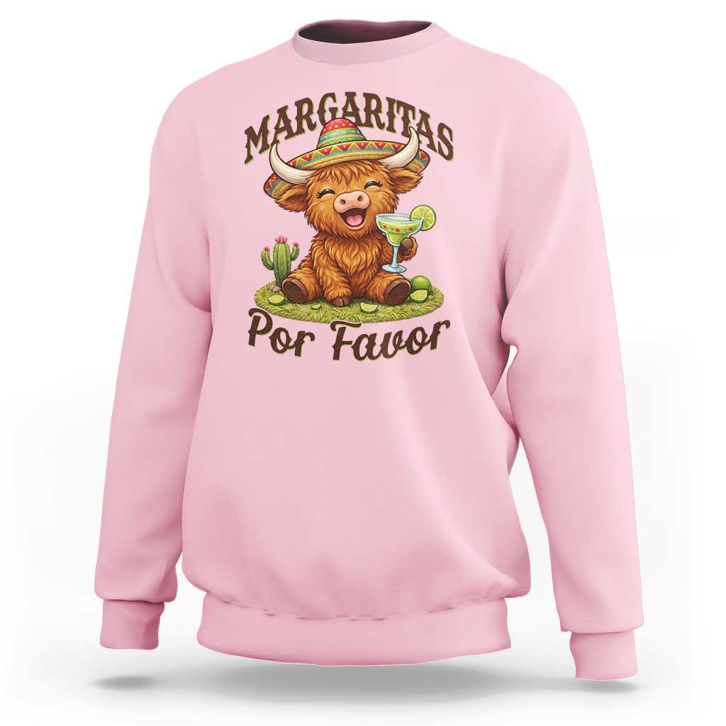 Funny Cinco De Mayo Highland Cow Sweatshirt Margaritas Por Favor