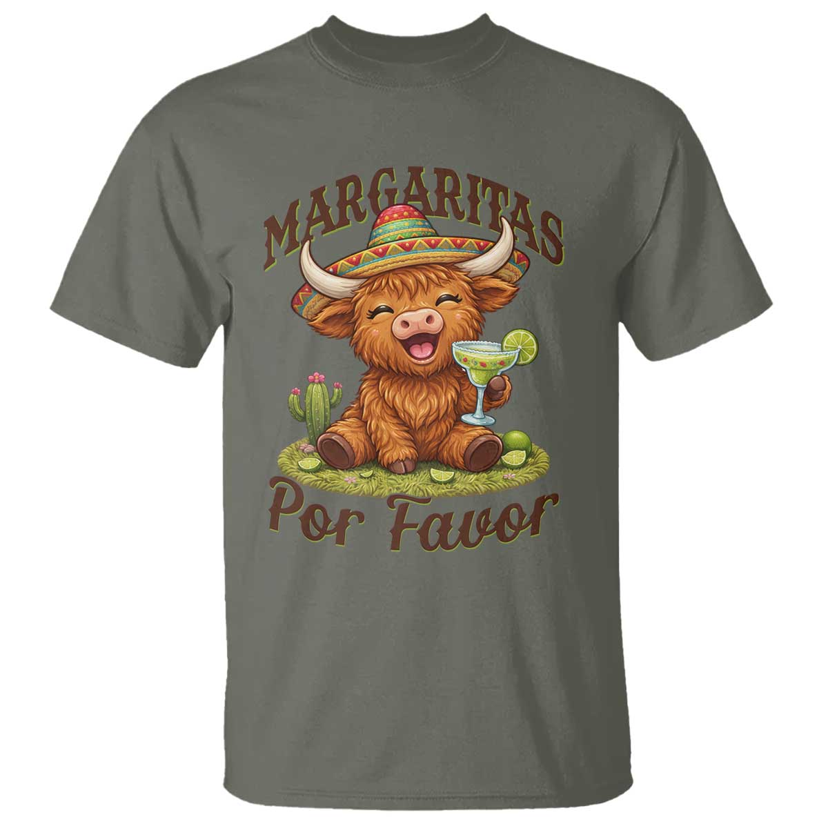 Funny Cinco De Mayo Highland Cow T Shirt Margaritas Por Favor