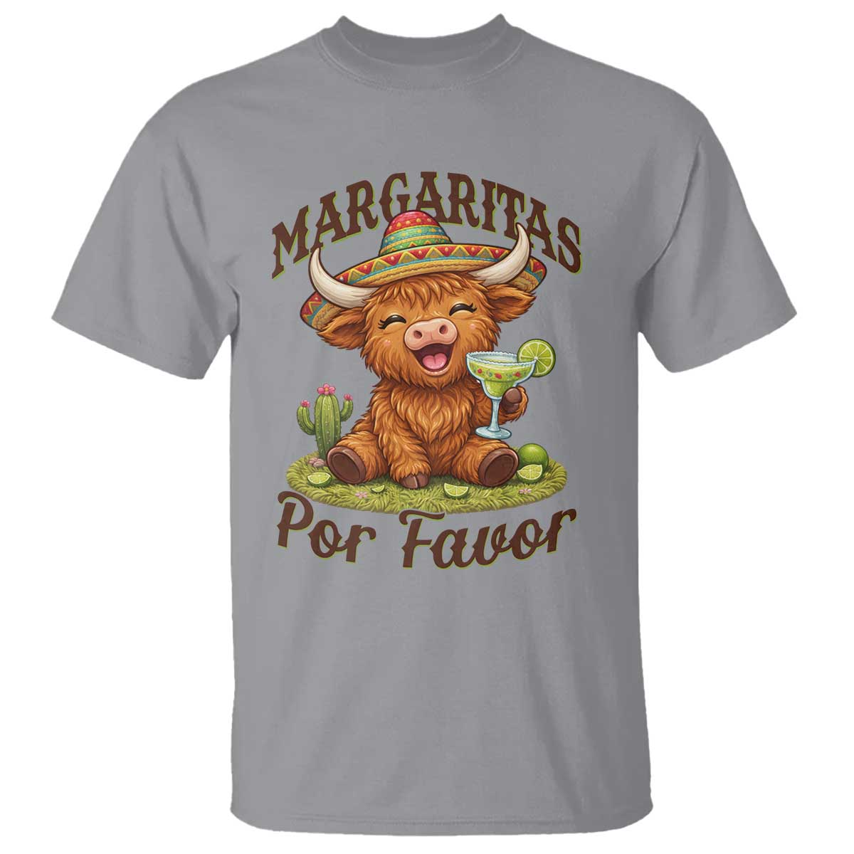 Funny Cinco De Mayo Highland Cow T Shirt Margaritas Por Favor