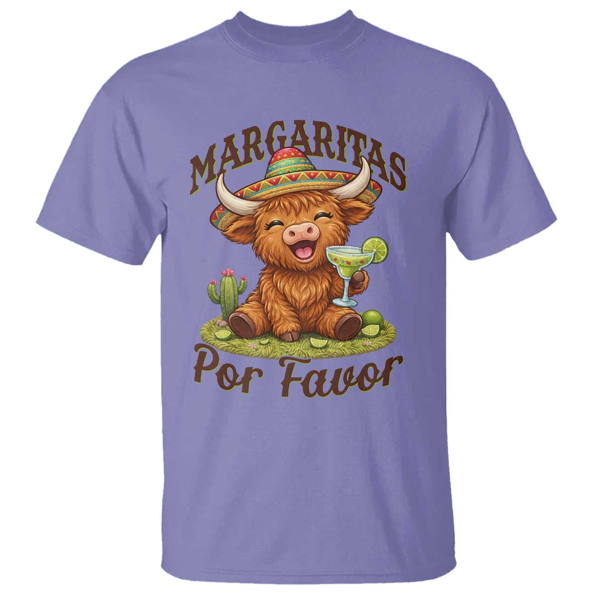 Funny Cinco De Mayo Highland Cow T Shirt Margaritas Por Favor