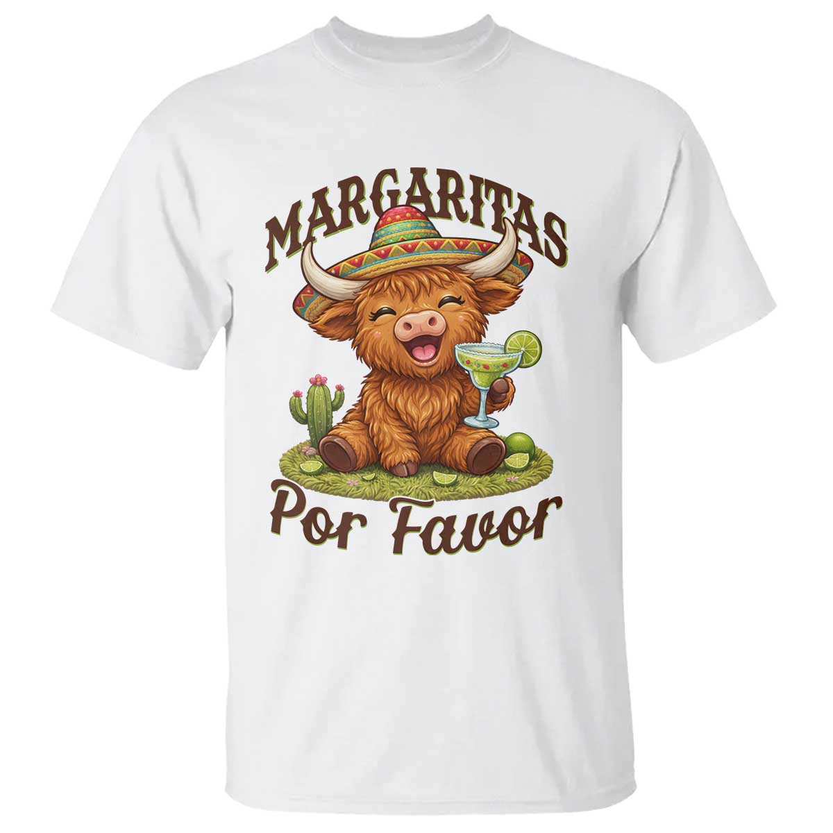 Funny Cinco De Mayo Highland Cow T Shirt Margaritas Por Favor
