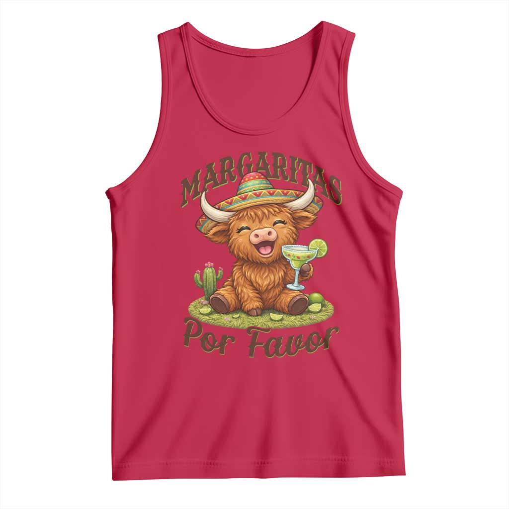Funny Cinco De Mayo Highland Cow Tank Top Margaritas Por Favor