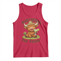 Funny Cinco De Mayo Highland Cow Tank Top Margaritas Por Favor
