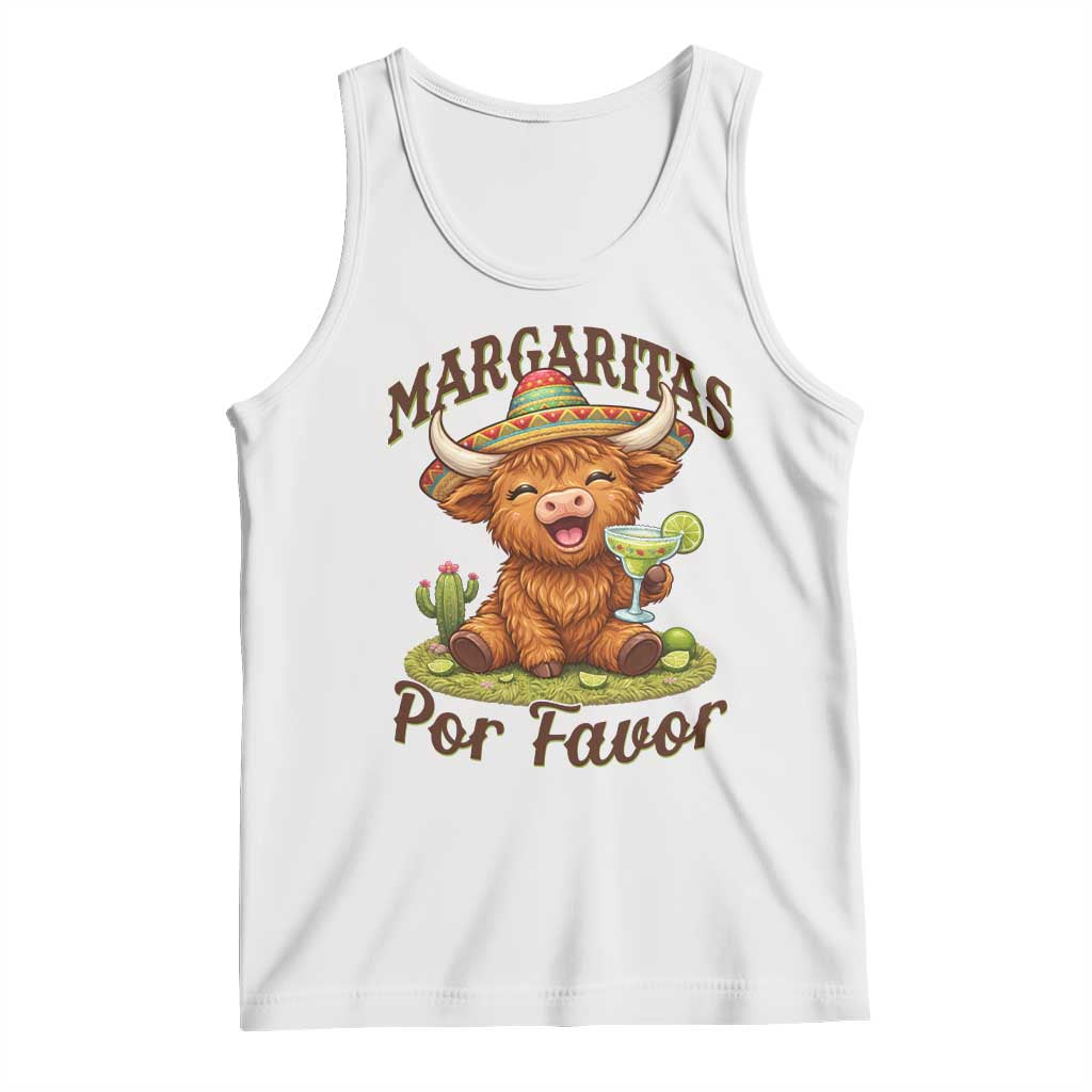 Funny Cinco De Mayo Highland Cow Tank Top Margaritas Por Favor