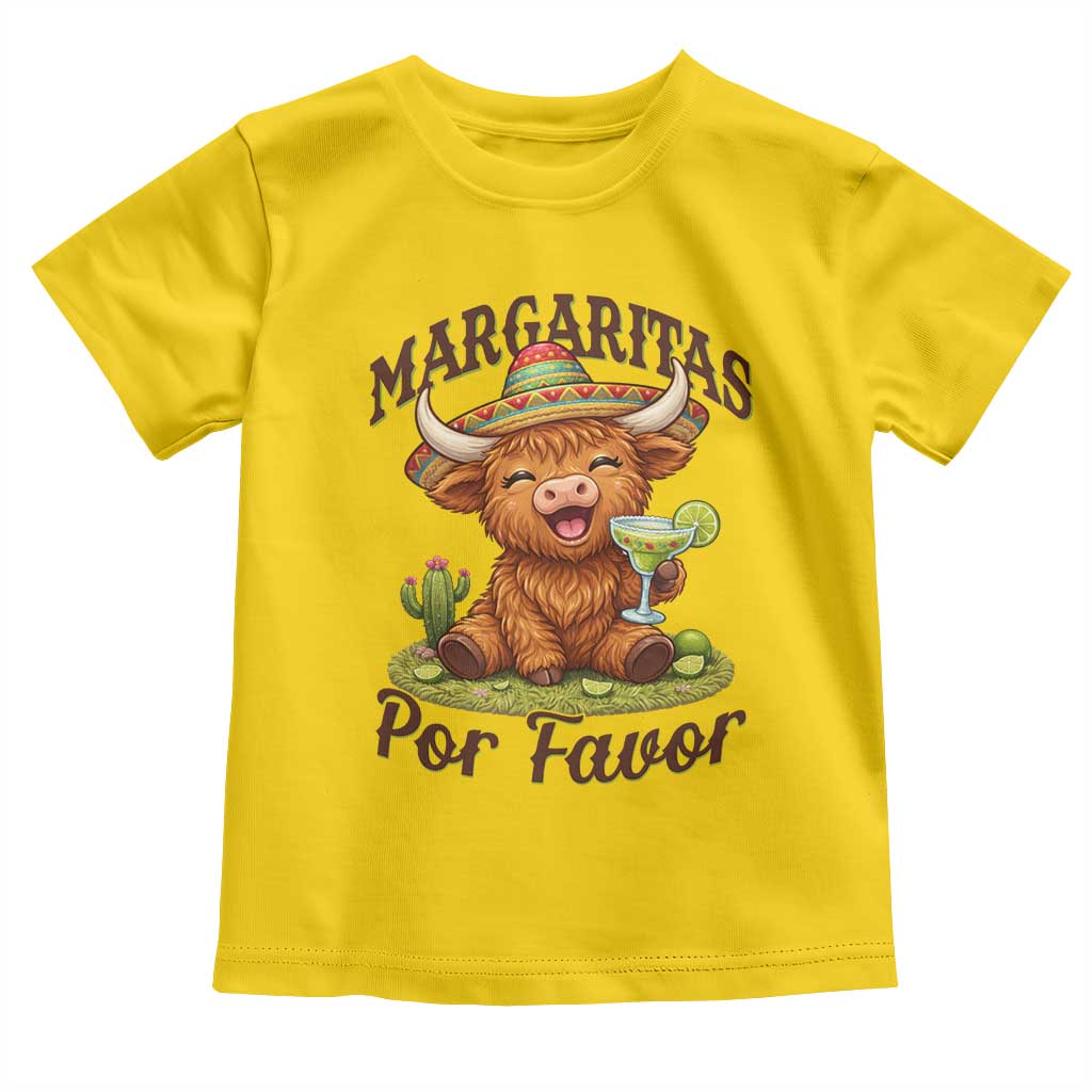 Funny Cinco De Mayo Highland Cow Toddler T Shirt Margaritas Por Favor