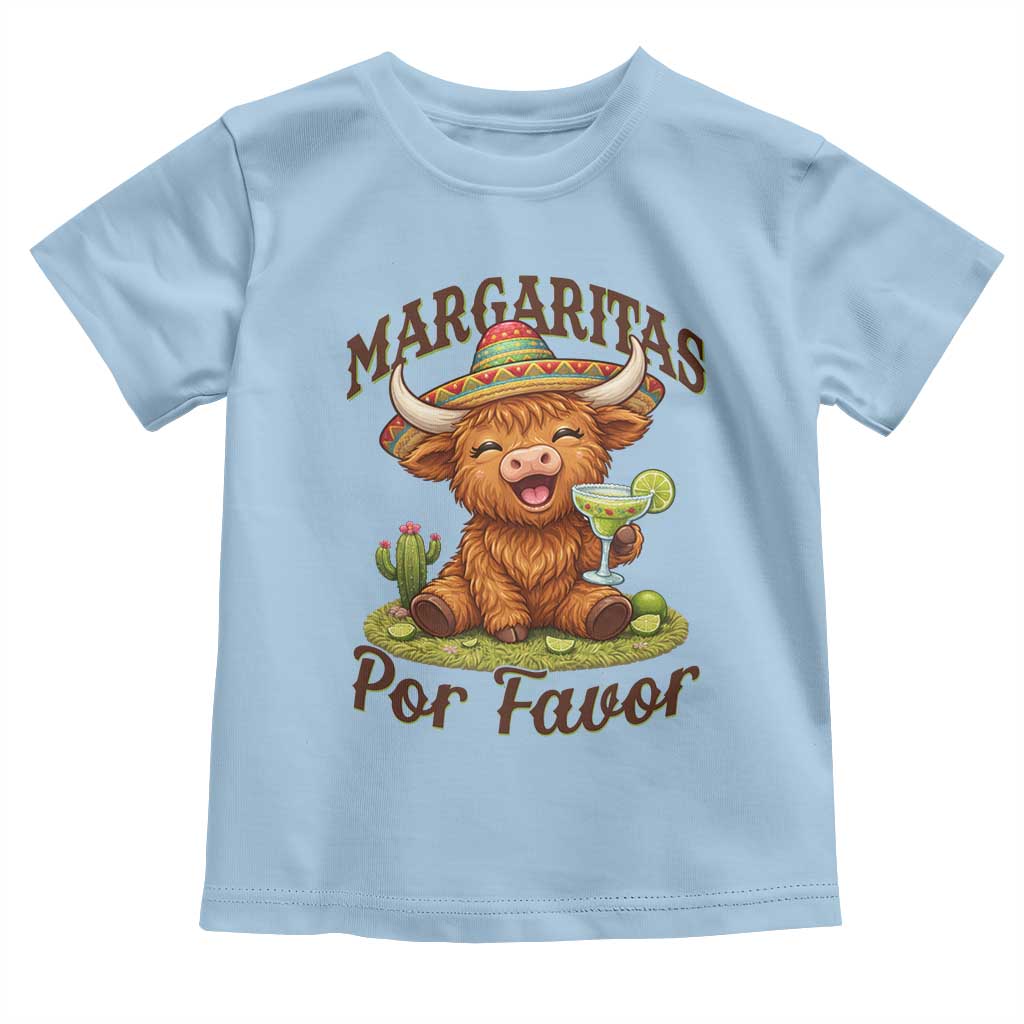 Funny Cinco De Mayo Highland Cow Toddler T Shirt Margaritas Por Favor