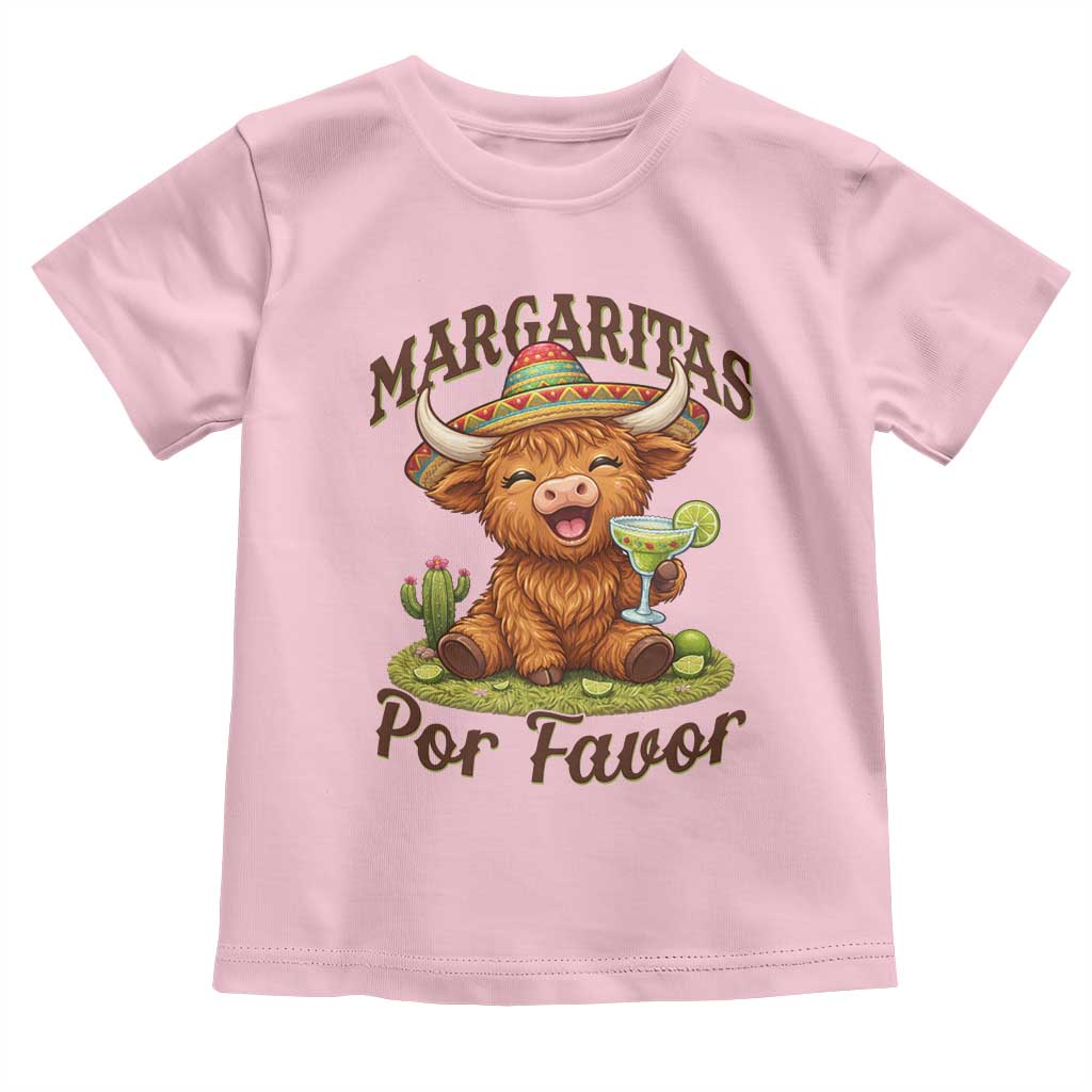 Funny Cinco De Mayo Highland Cow Toddler T Shirt Margaritas Por Favor