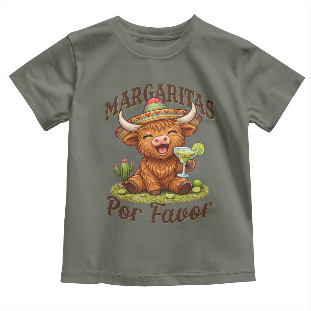 Funny Cinco De Mayo Highland Cow Toddler T Shirt Margaritas Por Favor