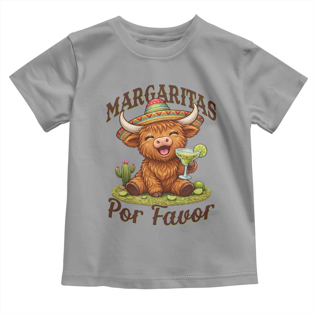 Funny Cinco De Mayo Highland Cow Toddler T Shirt Margaritas Por Favor