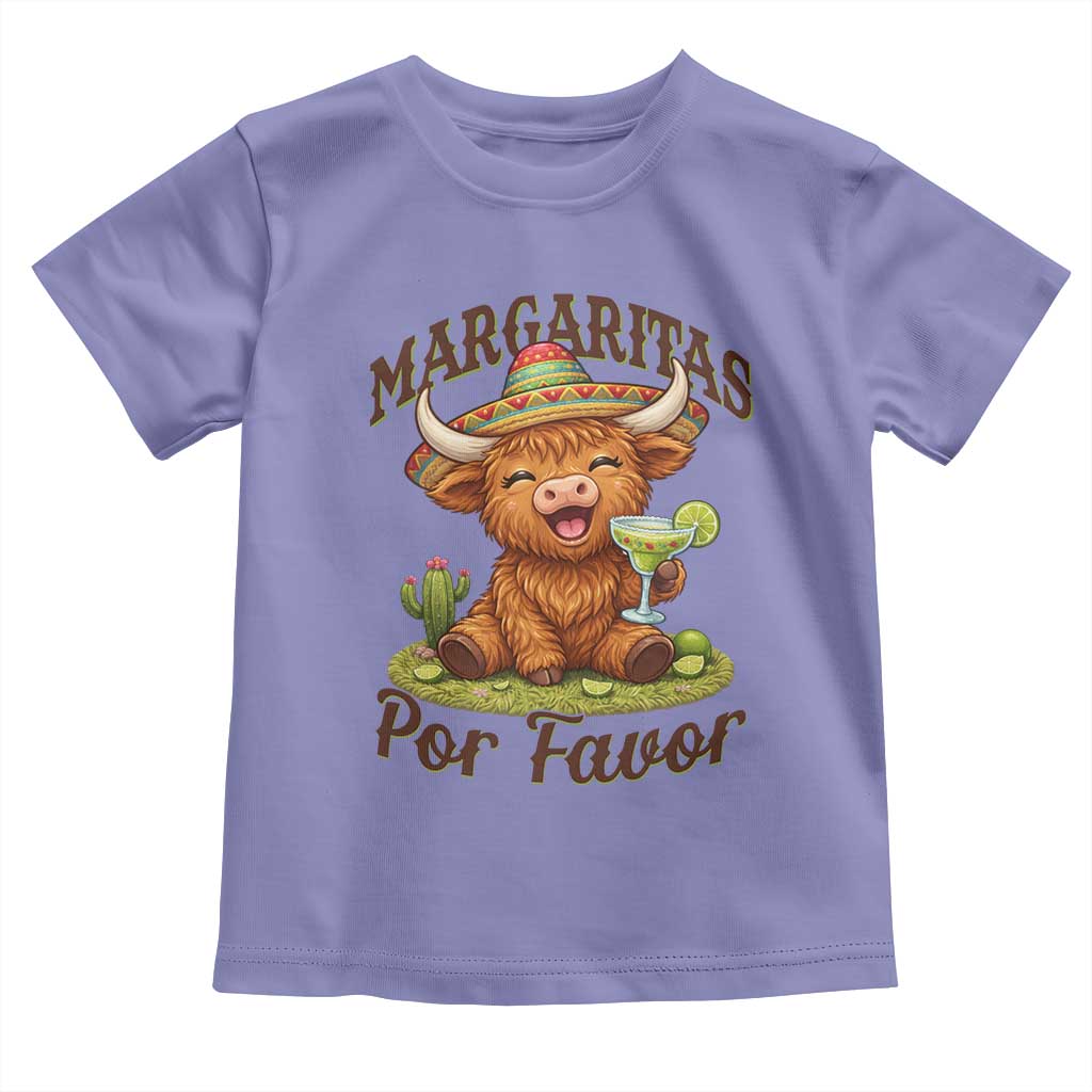 Funny Cinco De Mayo Highland Cow Toddler T Shirt Margaritas Por Favor