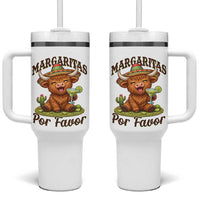Funny Cinco De Mayo Highland Cow Tumbler With Handle Margaritas Por Favor