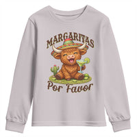Funny Cinco De Mayo Highland Cow Youth Sweatshirt Margaritas Por Favor