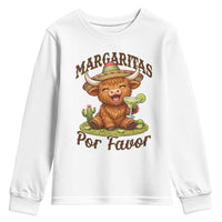 Funny Cinco De Mayo Highland Cow Youth Sweatshirt Margaritas Por Favor