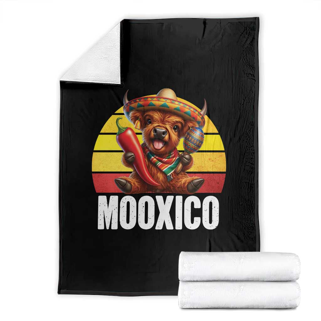 Funny Highland Cow MooXico Throw Blanket Cinco De Mayo Fiesta Party