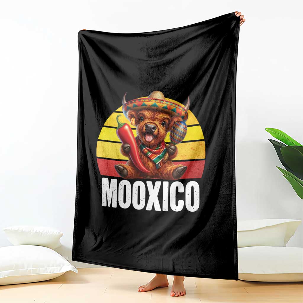 Funny Highland Cow MooXico Throw Blanket Cinco De Mayo Fiesta Party