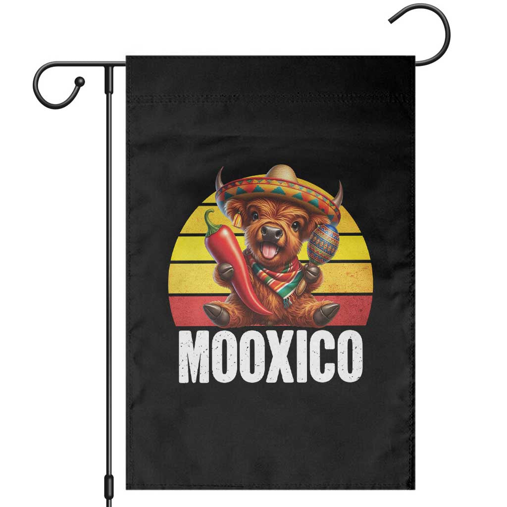 Funny Highland Cow MooXico Garden Flag Cinco De Mayo Fiesta Party