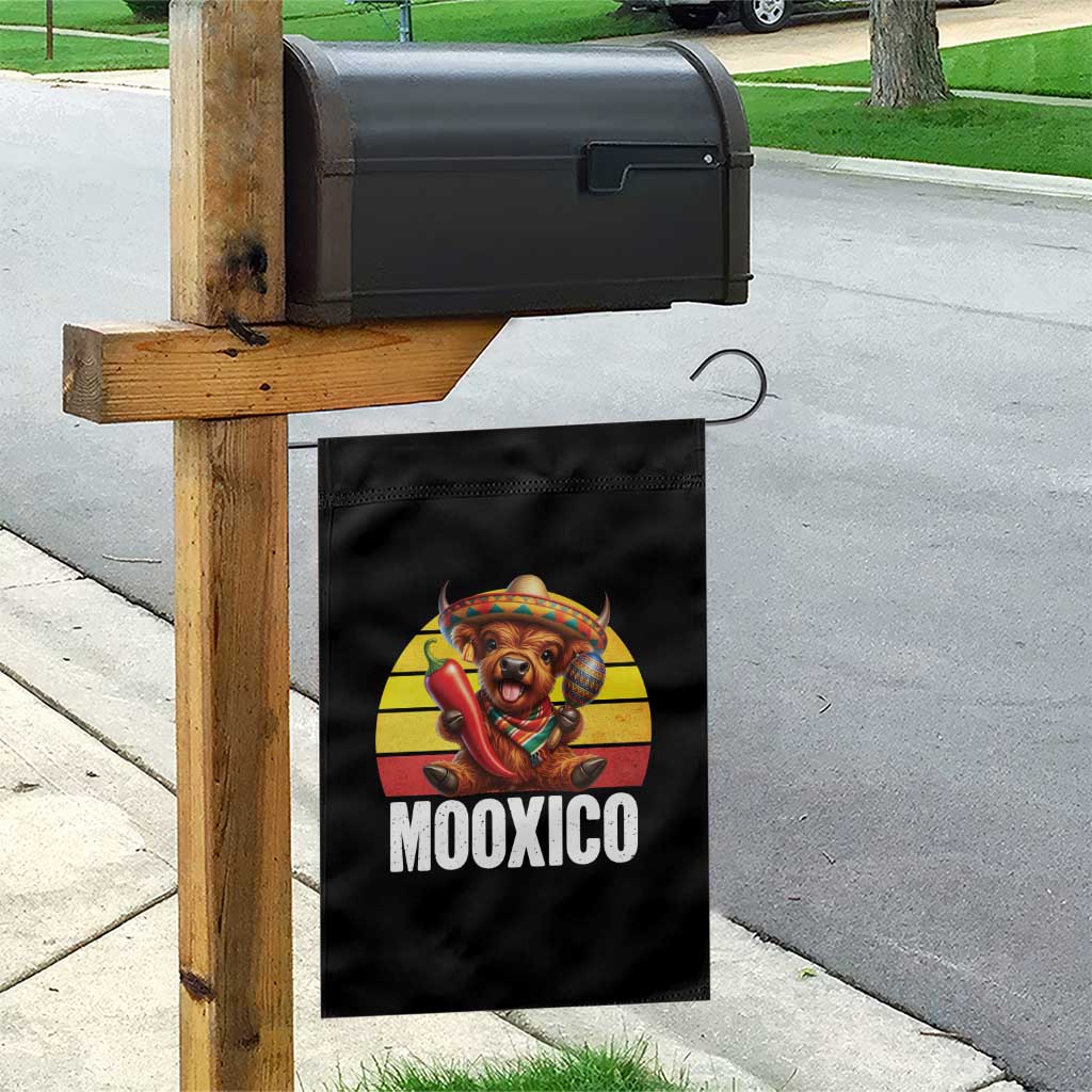 Funny Highland Cow MooXico Garden Flag Cinco De Mayo Fiesta Party