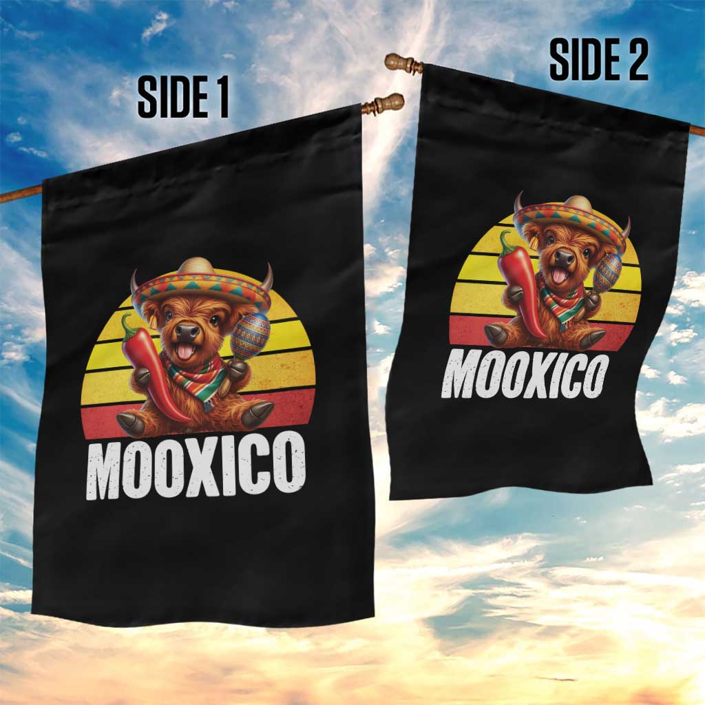 Funny Highland Cow MooXico Garden Flag Cinco De Mayo Fiesta Party