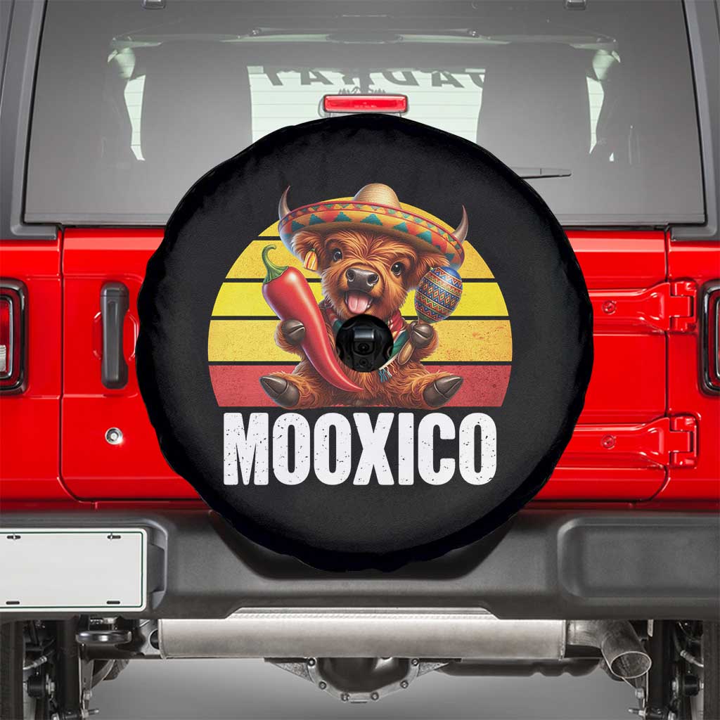 Funny Highland Cow MooXico Spare Tire Cover Cinco De Mayo Fiesta Party