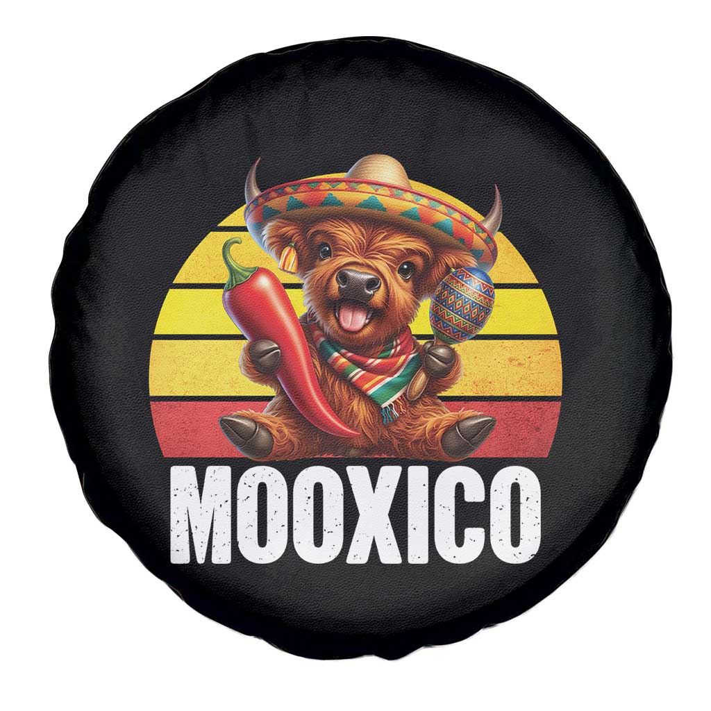 Funny Highland Cow MooXico Spare Tire Cover Cinco De Mayo Fiesta Party