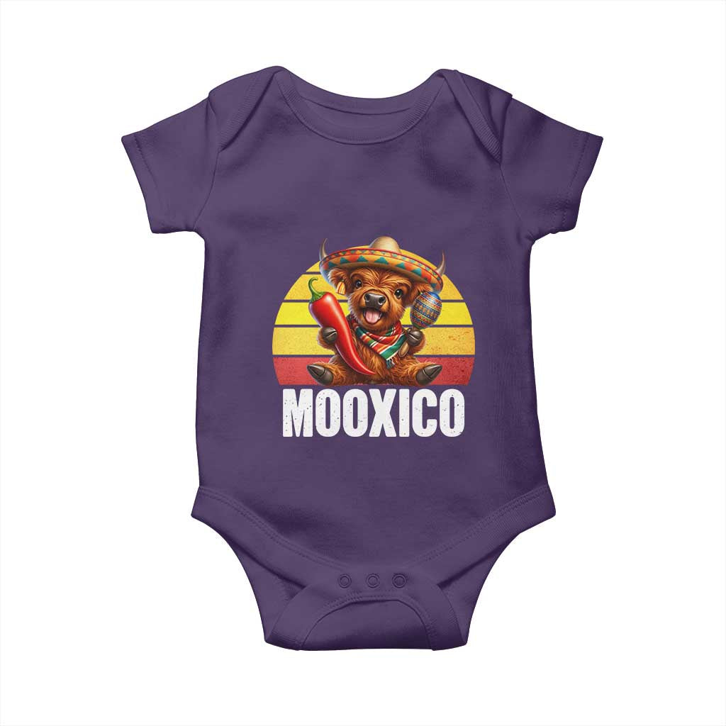 Funny Highland Cow MooXico Baby Onesie Cinco De Mayo Fiesta Party