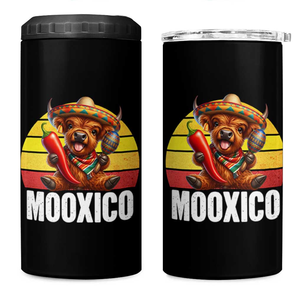 Funny Highland Cow MooXico 4 in 1 Can Cooler Tumbler Cinco De Mayo Fiesta Party