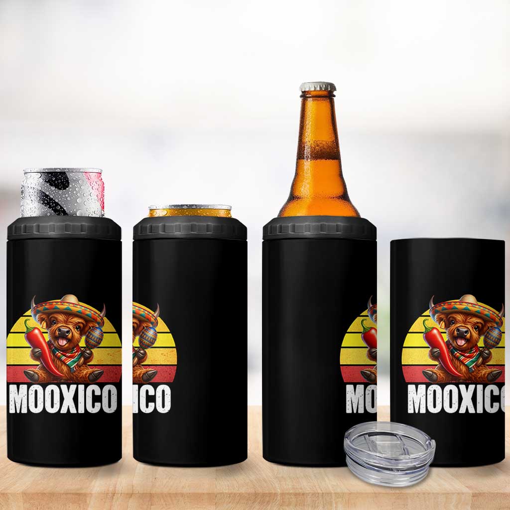 Funny Highland Cow MooXico 4 in 1 Can Cooler Tumbler Cinco De Mayo Fiesta Party