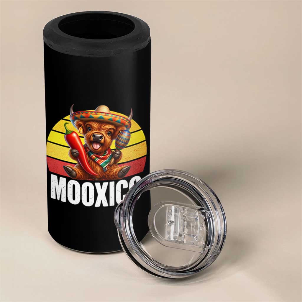 Funny Highland Cow MooXico 4 in 1 Can Cooler Tumbler Cinco De Mayo Fiesta Party