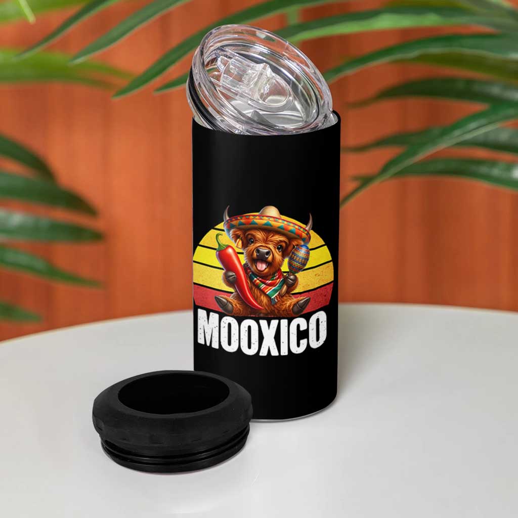 Funny Highland Cow MooXico 4 in 1 Can Cooler Tumbler Cinco De Mayo Fiesta Party