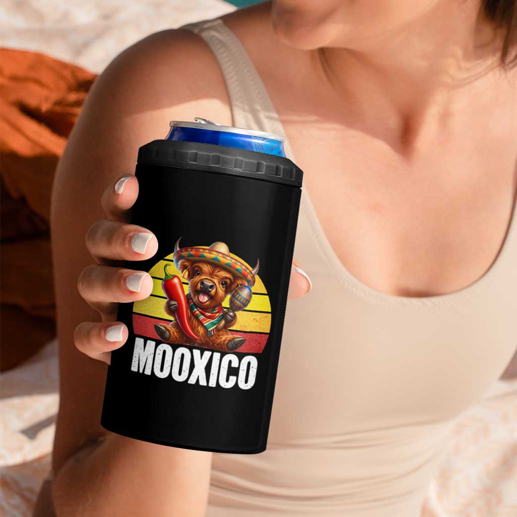 Funny Highland Cow MooXico 4 in 1 Can Cooler Tumbler Cinco De Mayo Fiesta Party