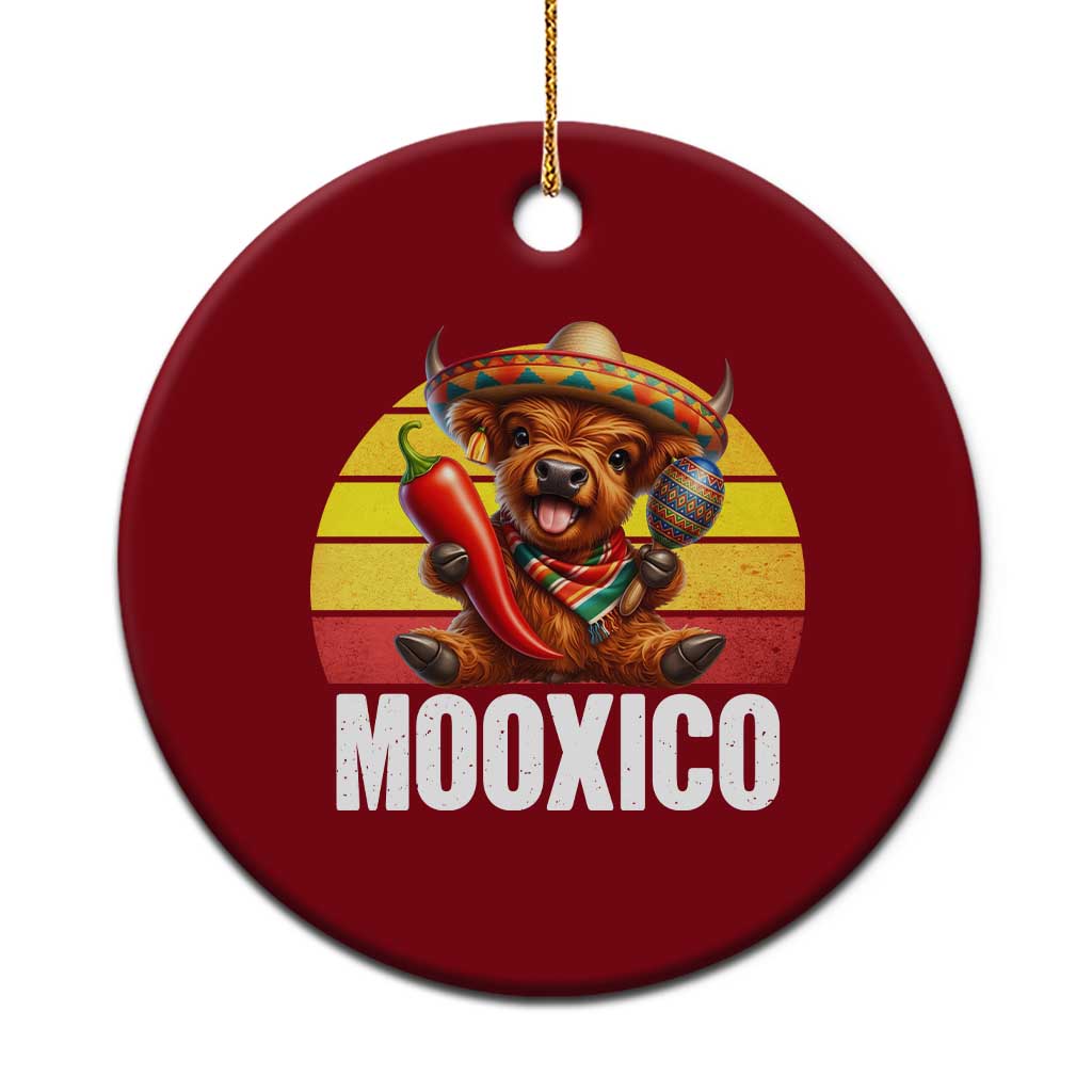 Funny Highland Cow MooXico Ceramic Ornament Cinco De Mayo Fiesta Party