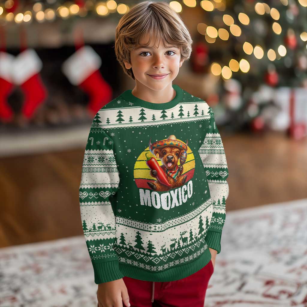 Funny Highland Cow MooXico Ugly Christmas Sweater Cinco De Mayo Fiesta Party