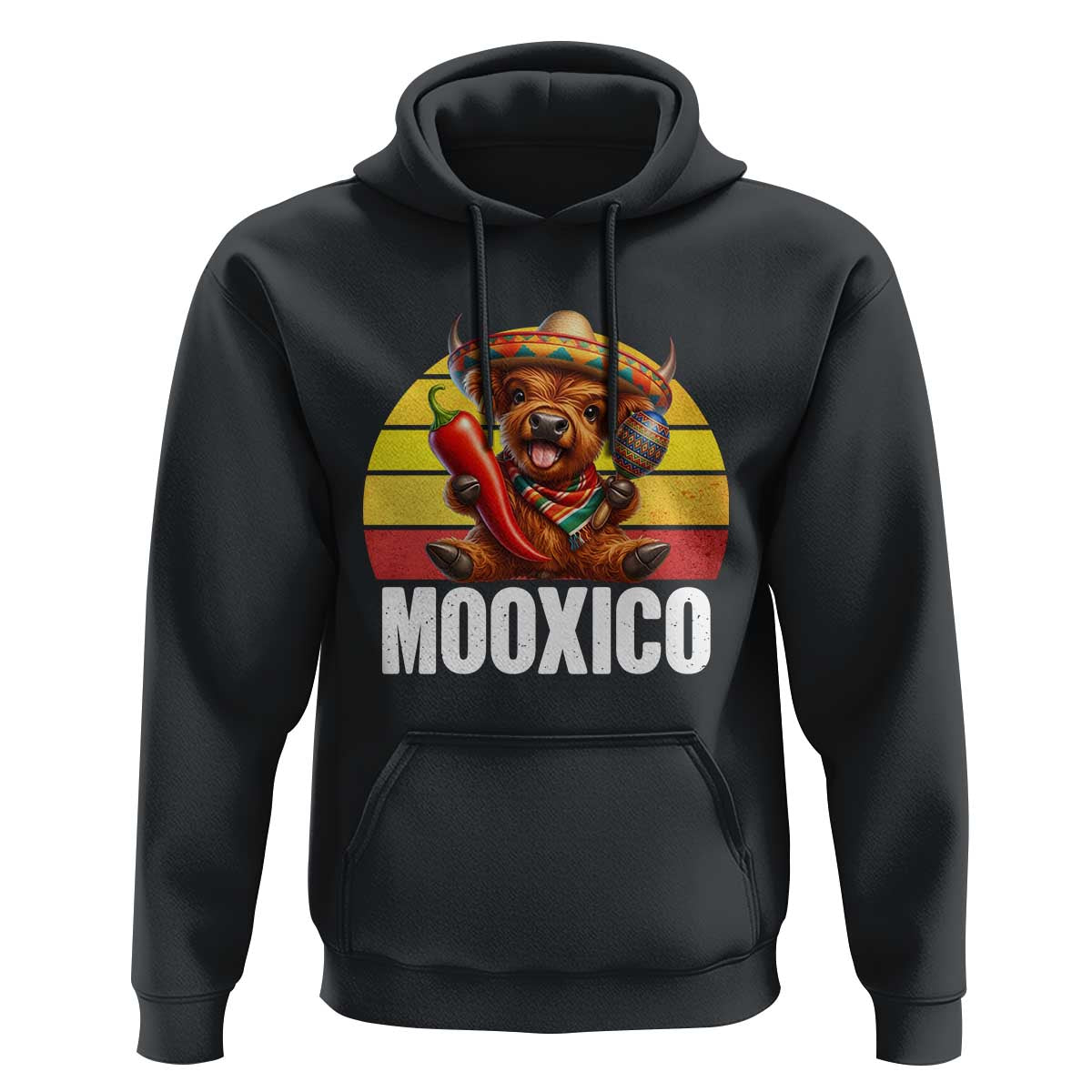 Funny Highland Cow MooXico Hoodie Cinco De Mayo Fiesta Party