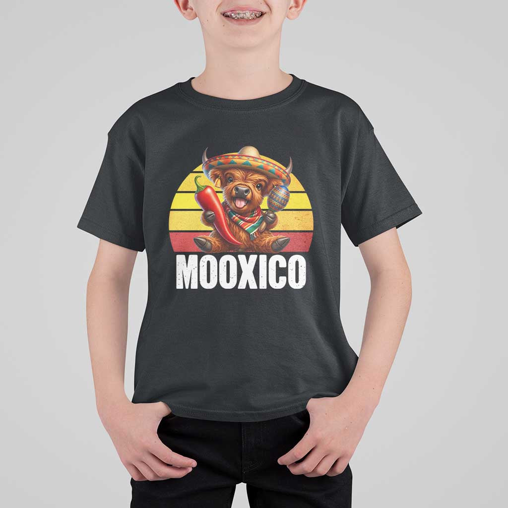 Funny Highland Cow MooXico T Shirt For Kid Cinco De Mayo Fiesta Party