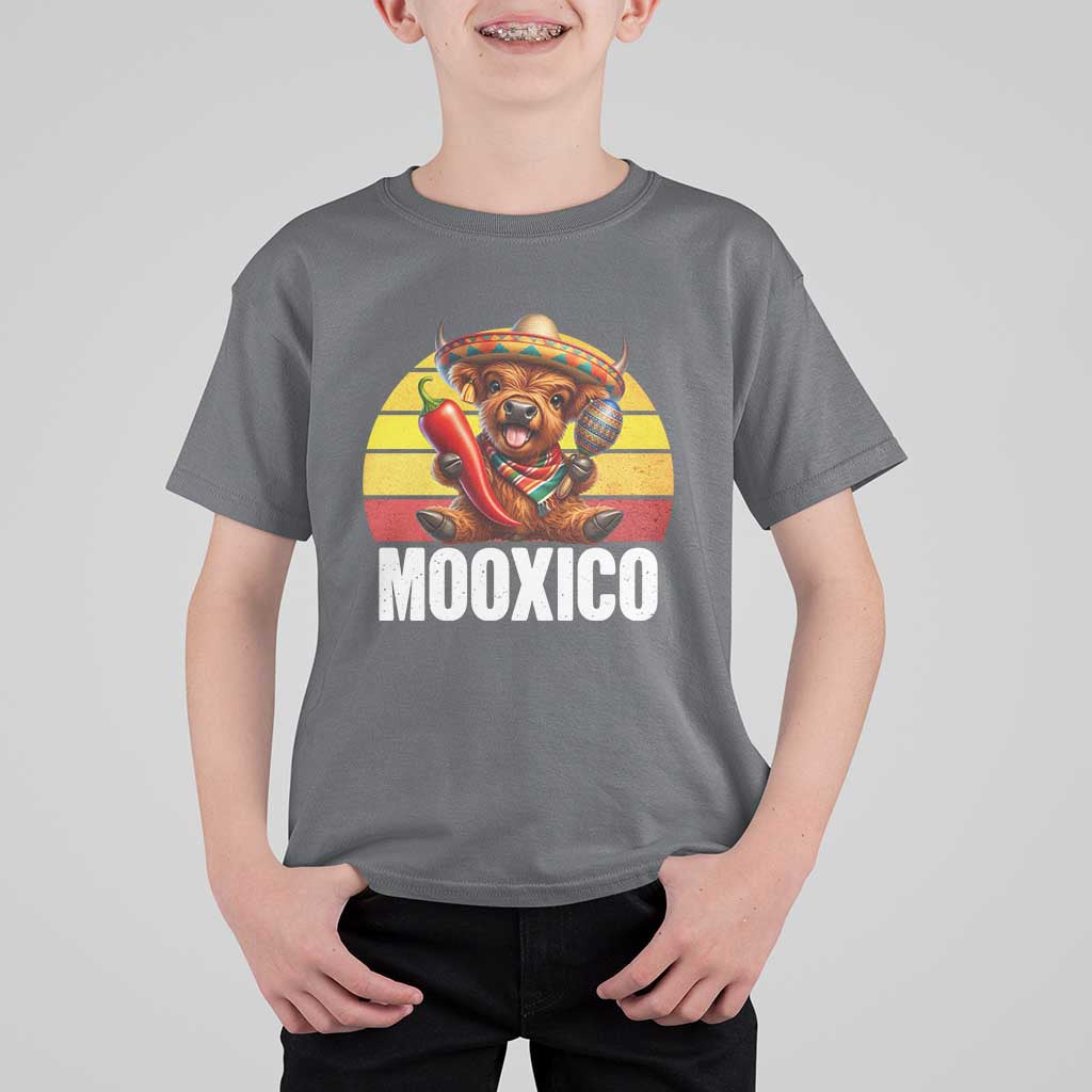 Funny Highland Cow MooXico T Shirt For Kid Cinco De Mayo Fiesta Party