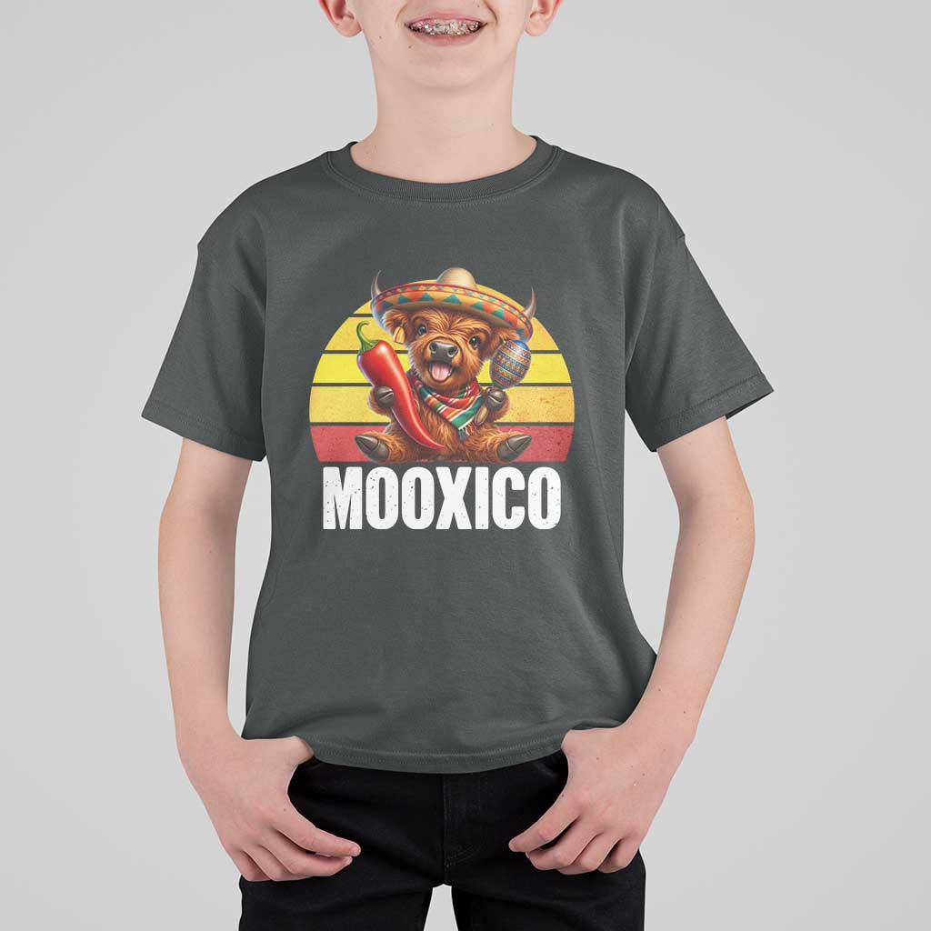 Funny Highland Cow MooXico T Shirt For Kid Cinco De Mayo Fiesta Party