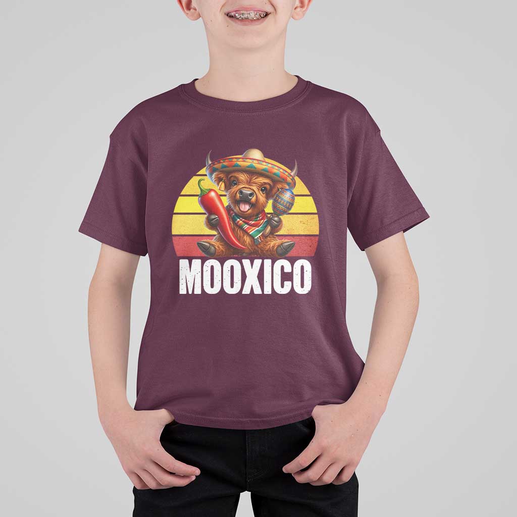 Funny Highland Cow MooXico T Shirt For Kid Cinco De Mayo Fiesta Party
