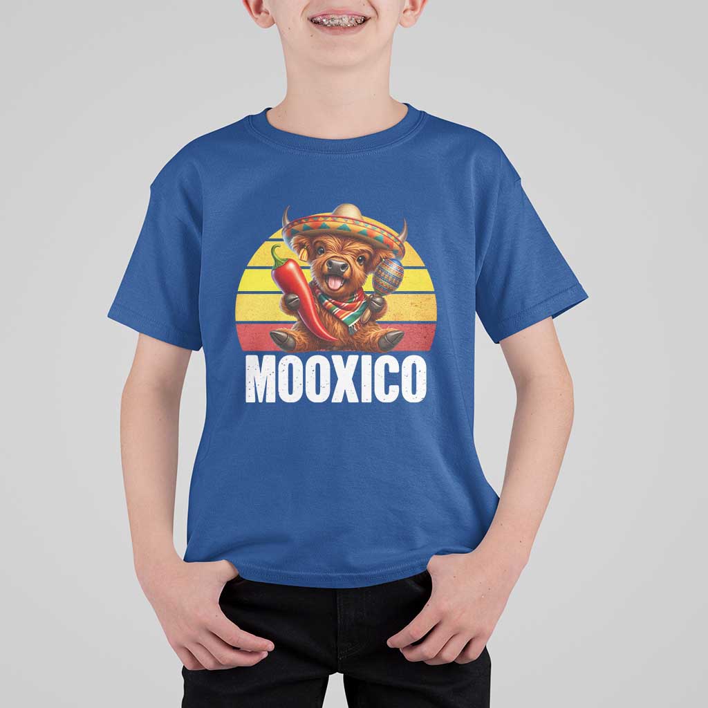 Funny Highland Cow MooXico T Shirt For Kid Cinco De Mayo Fiesta Party