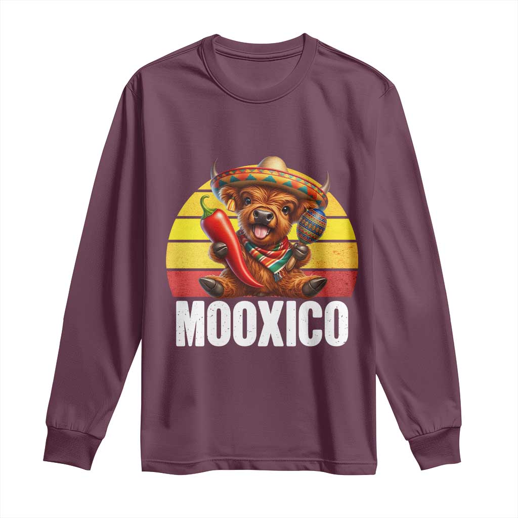 Funny Highland Cow MooXico Long Sleeve Shirt Cinco De Mayo Fiesta Party