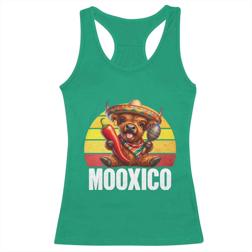 Funny Highland Cow MooXico Racerback Tank Top Cinco De Mayo Fiesta Party