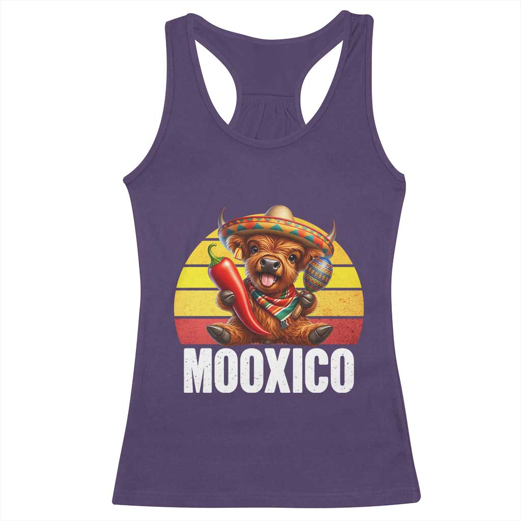 Funny Highland Cow MooXico Racerback Tank Top Cinco De Mayo Fiesta Party