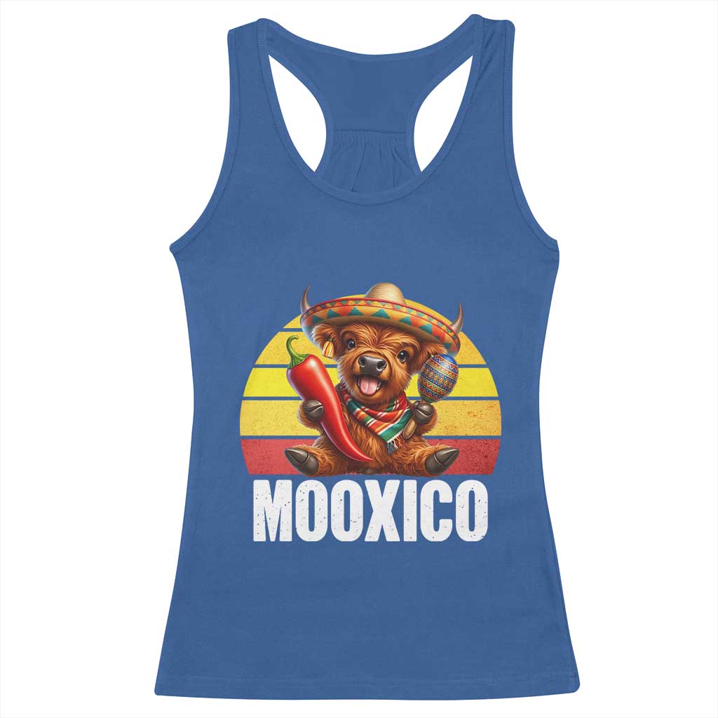Funny Highland Cow MooXico Racerback Tank Top Cinco De Mayo Fiesta Party